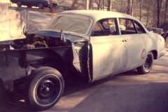 Stripped and sanded, started modifying it for a Chevy 350 and more modern suspension parts