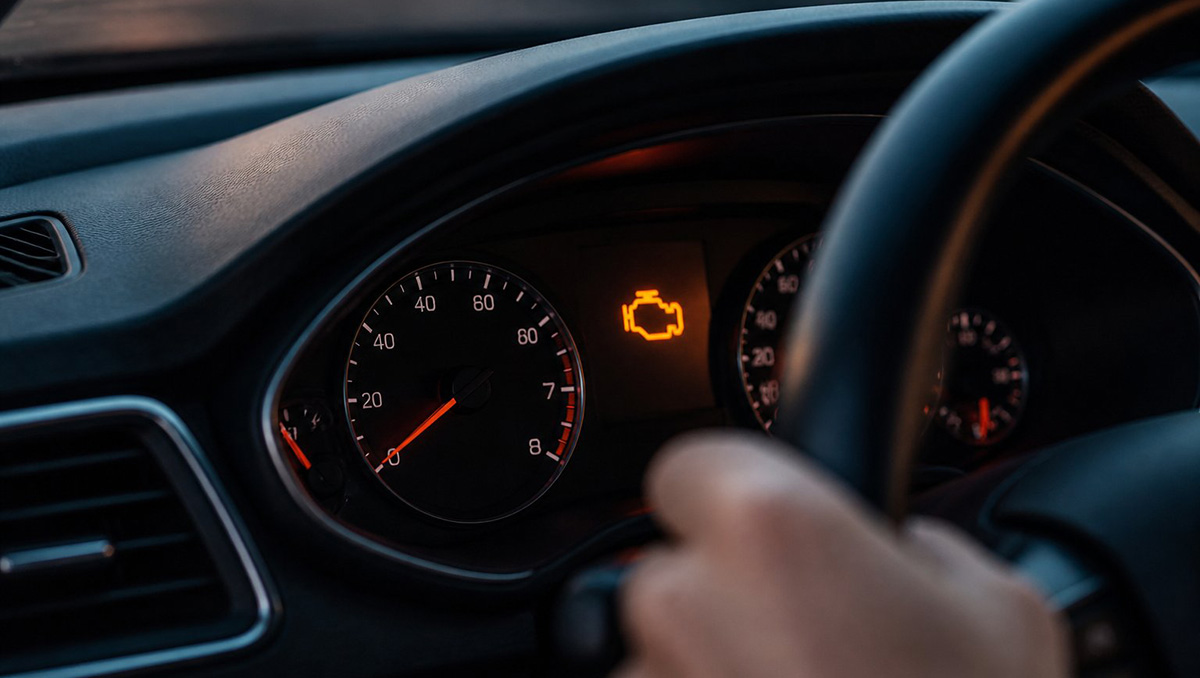 Dashboard warning light indicating a car needs servicing