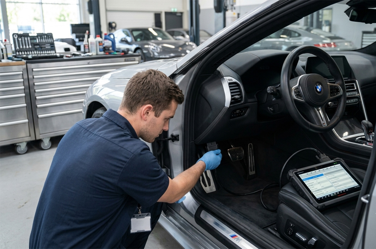 Manufacturer-specific diagnostic tools used for luxury vehicle repairs